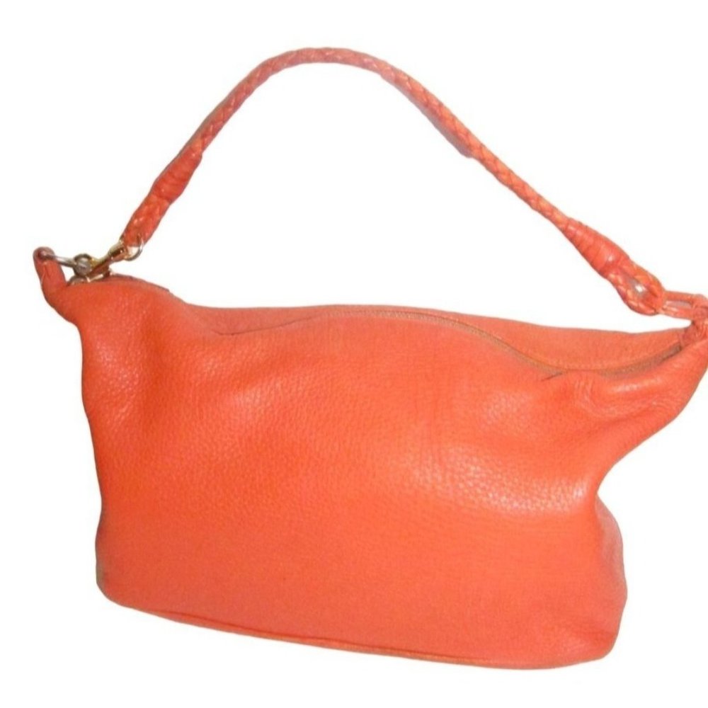 Bohemian RARE Bottega Veneta Orange Leather with a Braided leather Strap